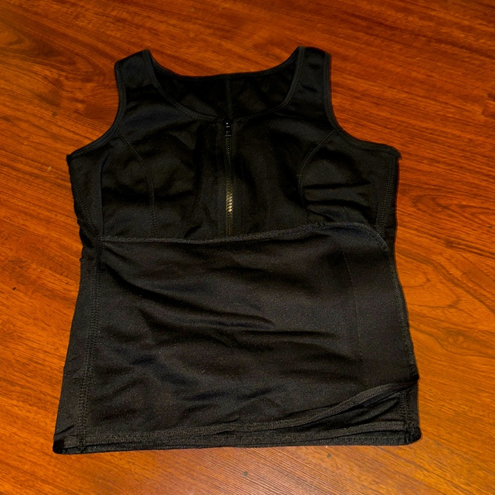 Body shaping black camisole size medium with adjustable waist and zipper front